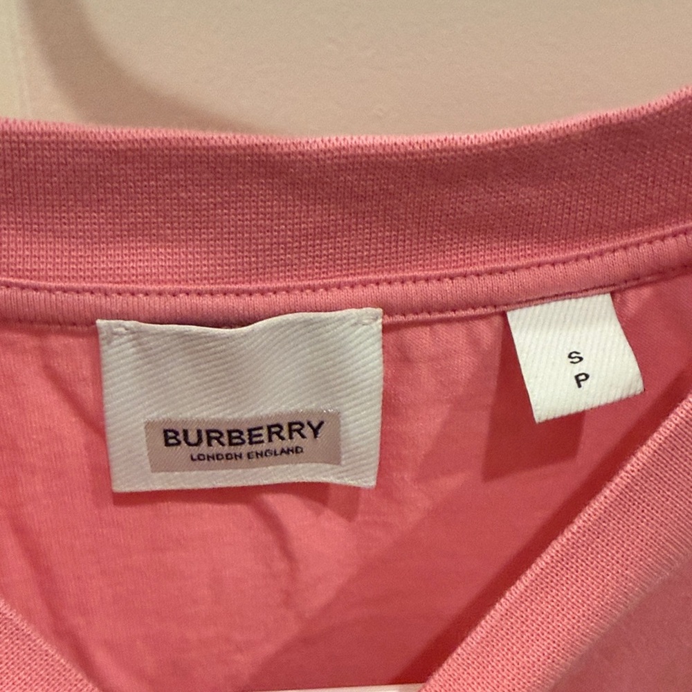 Burberry Pink Tee with White Text - Picture 3 of 3